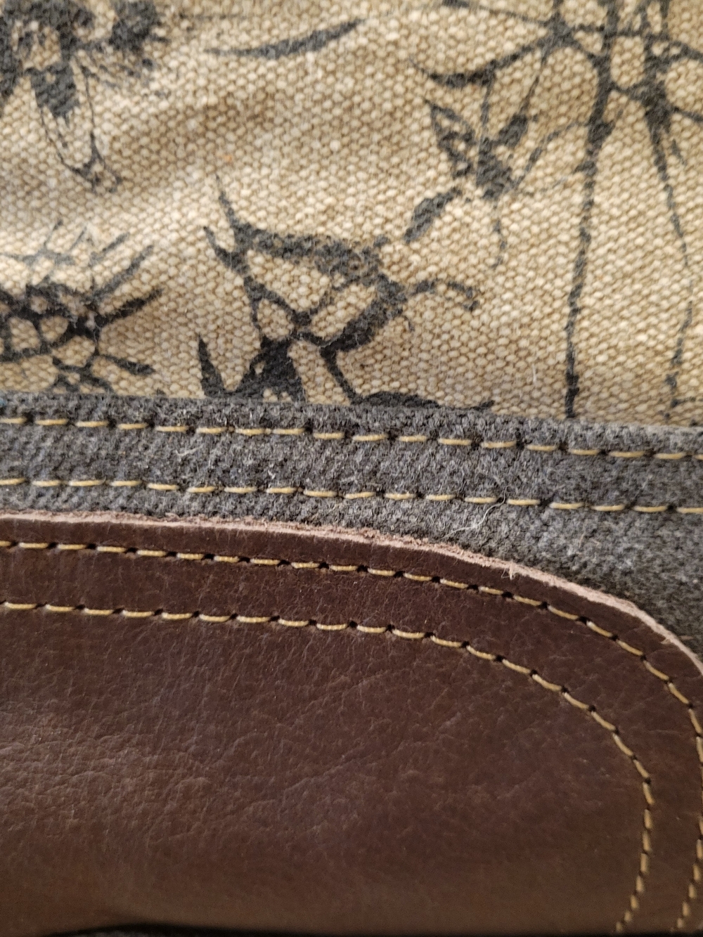 Myra Bag Beige Canvas Floral Tote with Brown Trim - Picture 5 of 9